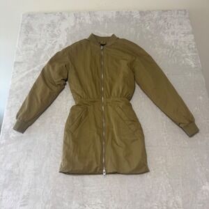 NWOT Zara Women's XS Bomber Jacket Olive Green Zip Front Long Sleeve